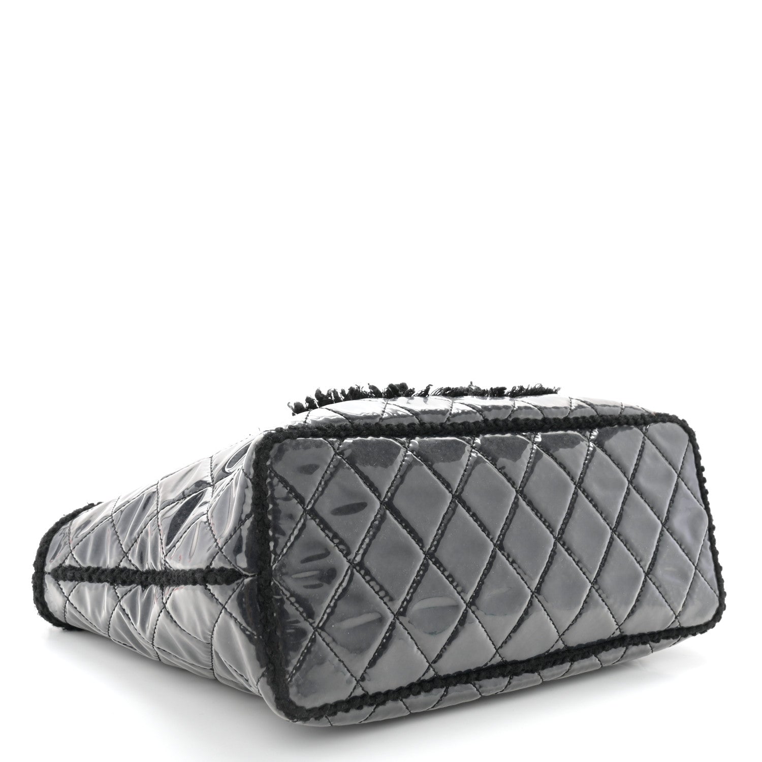 Chanel Vinyl Quilted Funny Tweed Tote Black 4 of 12
