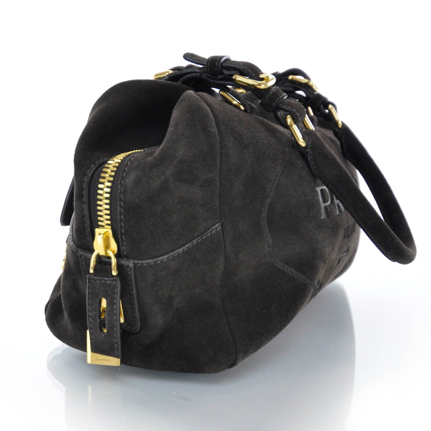Prada Suede Scamosciato Logo Bag 6 of 11