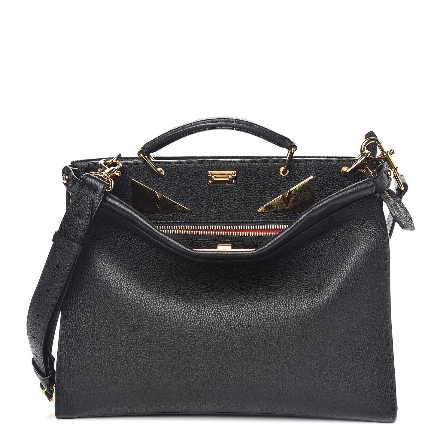 Cuoio Romano Selleria Monster Eyes Large Peekaboo Iconic Fit Satchel Black