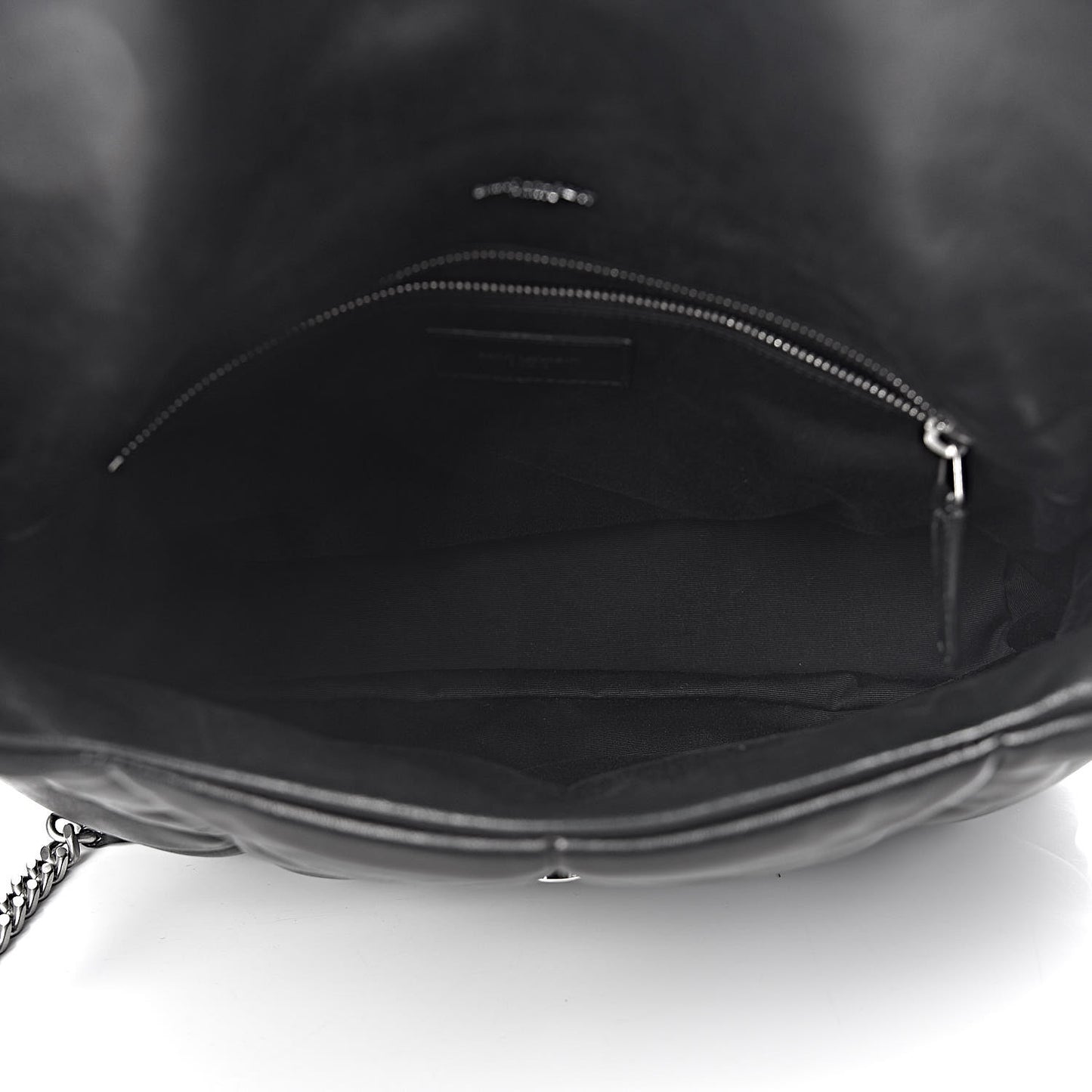 Lambskin Quilted Medium Loulou Puffer Monogram Chain Satchel Black