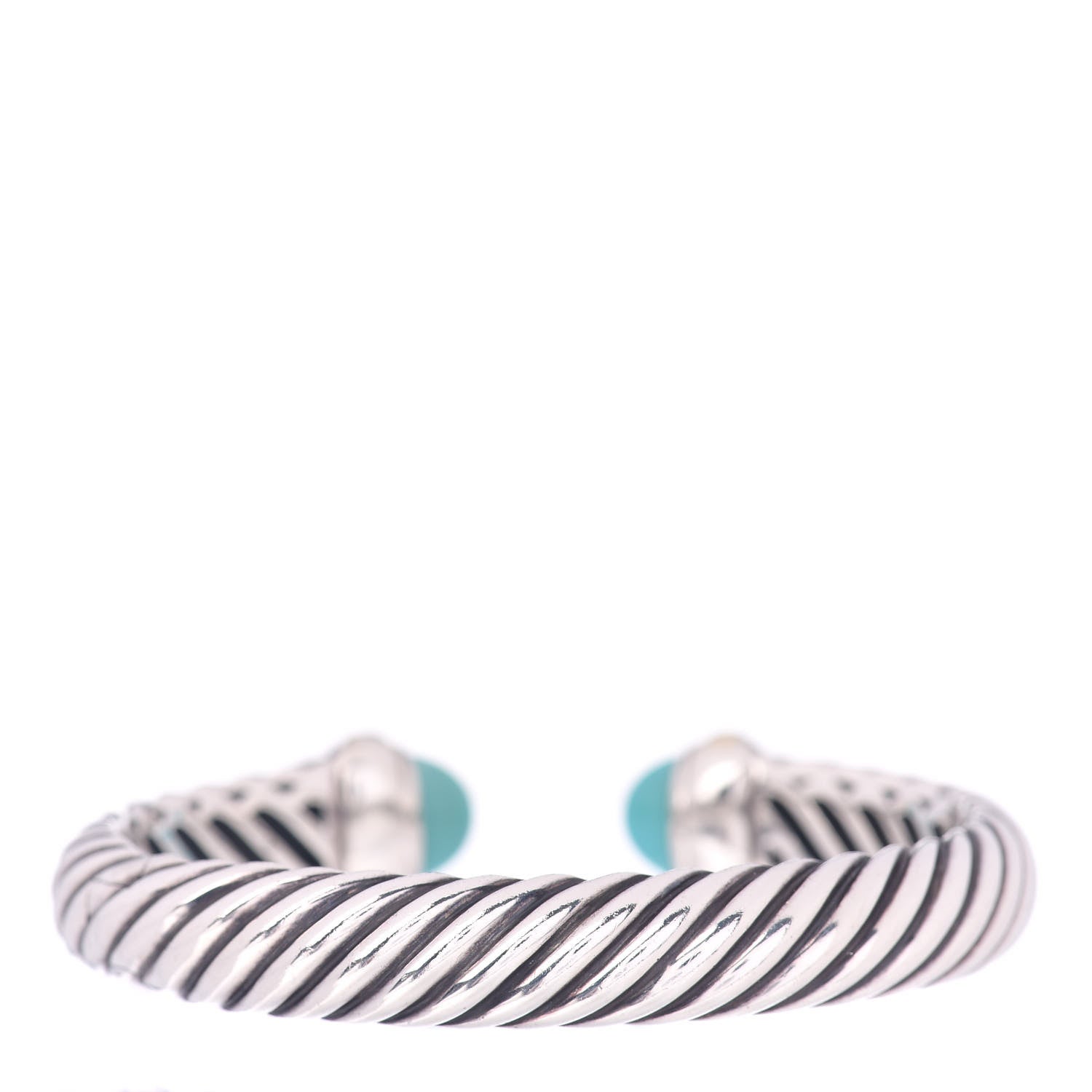 David Yurman Sterling Silver 18K Yellow Gold Turquoise 10mm Waverly Bracelet 3 of 4