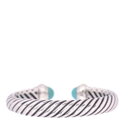 David Yurman Sterling Silver 18K Yellow Gold Turquoise 10mm Waverly Bracelet 3 of 4