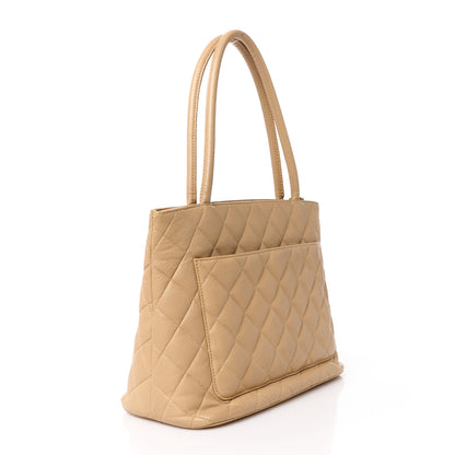 Chanel Caviar Quilted Medallion Tote Beige 3 of 13