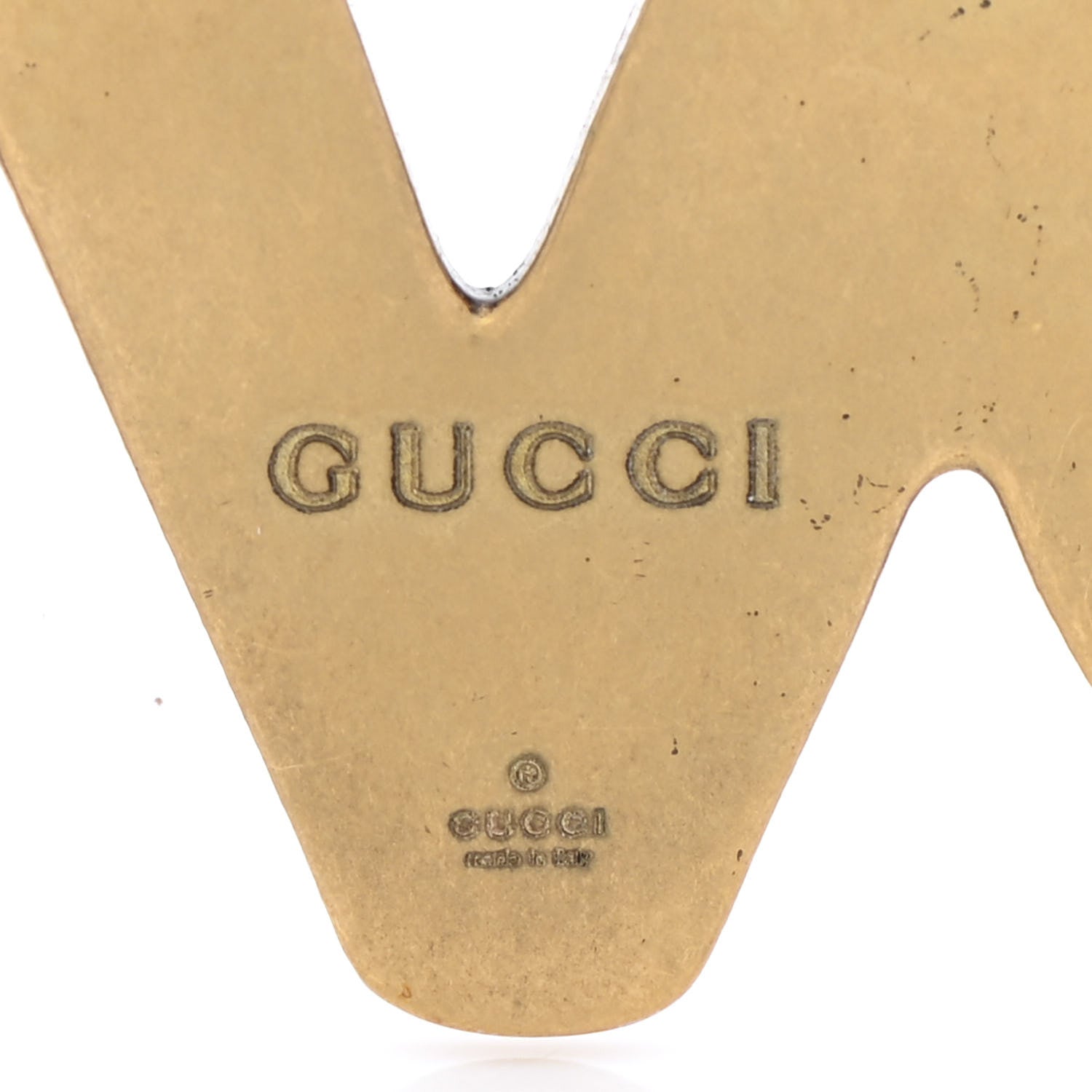 Gucci Metal Crystal Loved Pin Brooch Gold 4 of 5