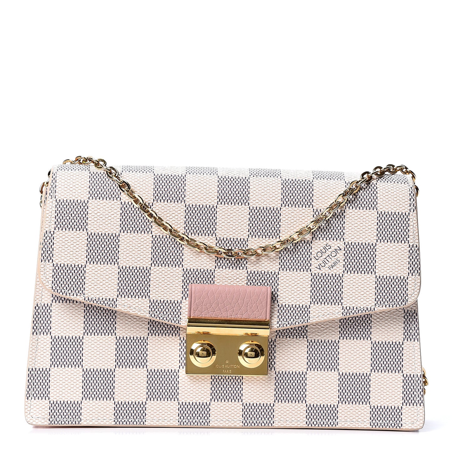 Damier Azur Croisette Chain Wallet Rose Ballerine