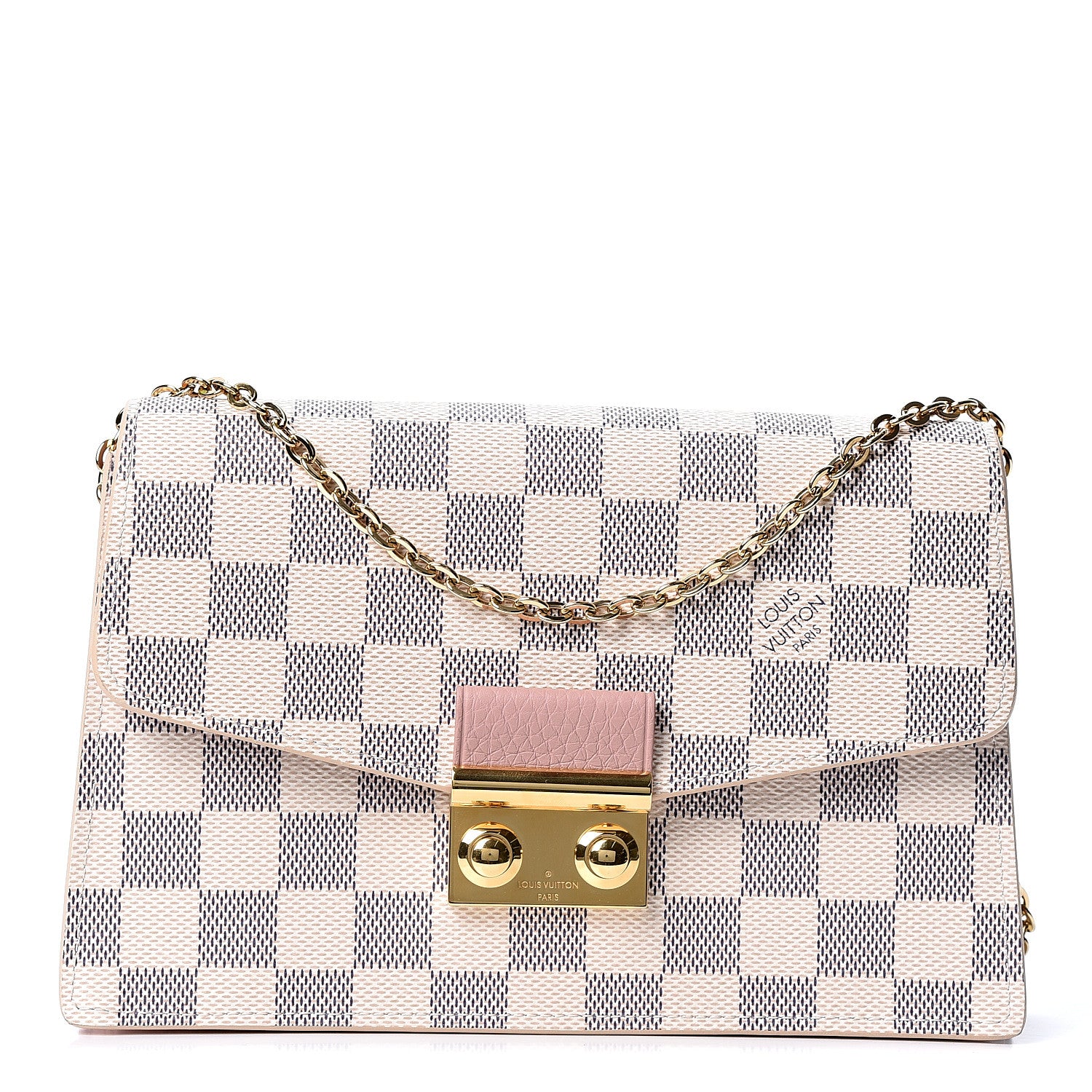 Louis Vuitton Damier Azur Croisette Chain Wallet Rose Ballerine 1 of 10