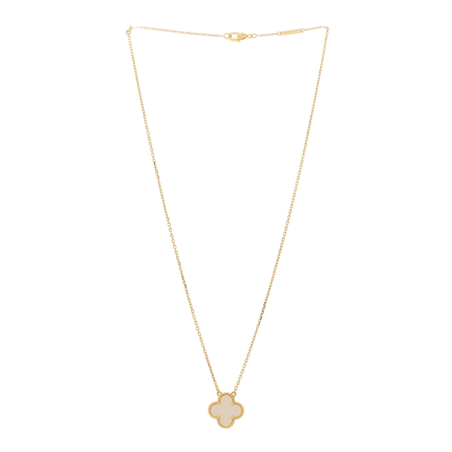 18K Yellow Gold Mother of Pearl Vintage Alhambra Pendant Necklace