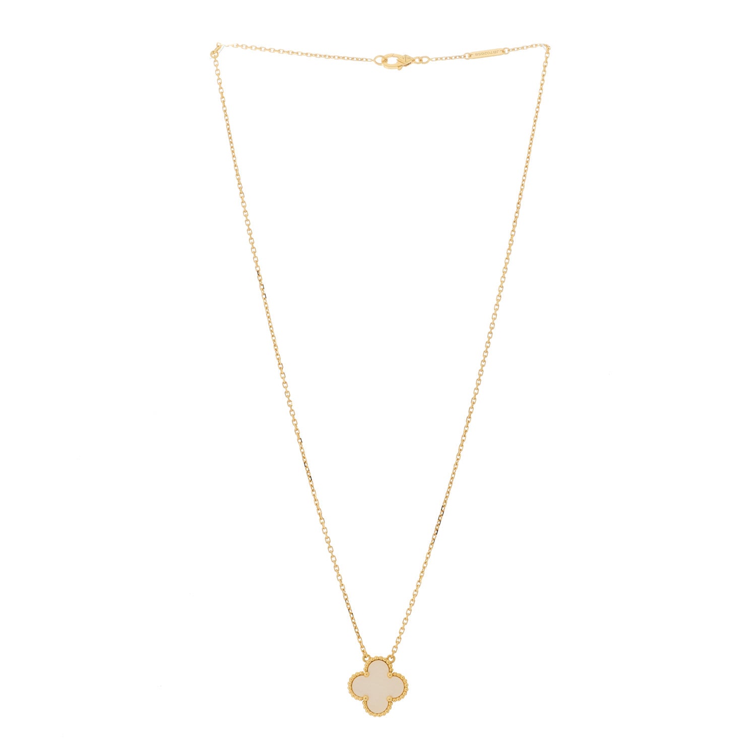 Van Cleef & Arpels 18K Yellow Gold Mother of Pearl Vintage Alhambra Pendant Necklace 3 of 6