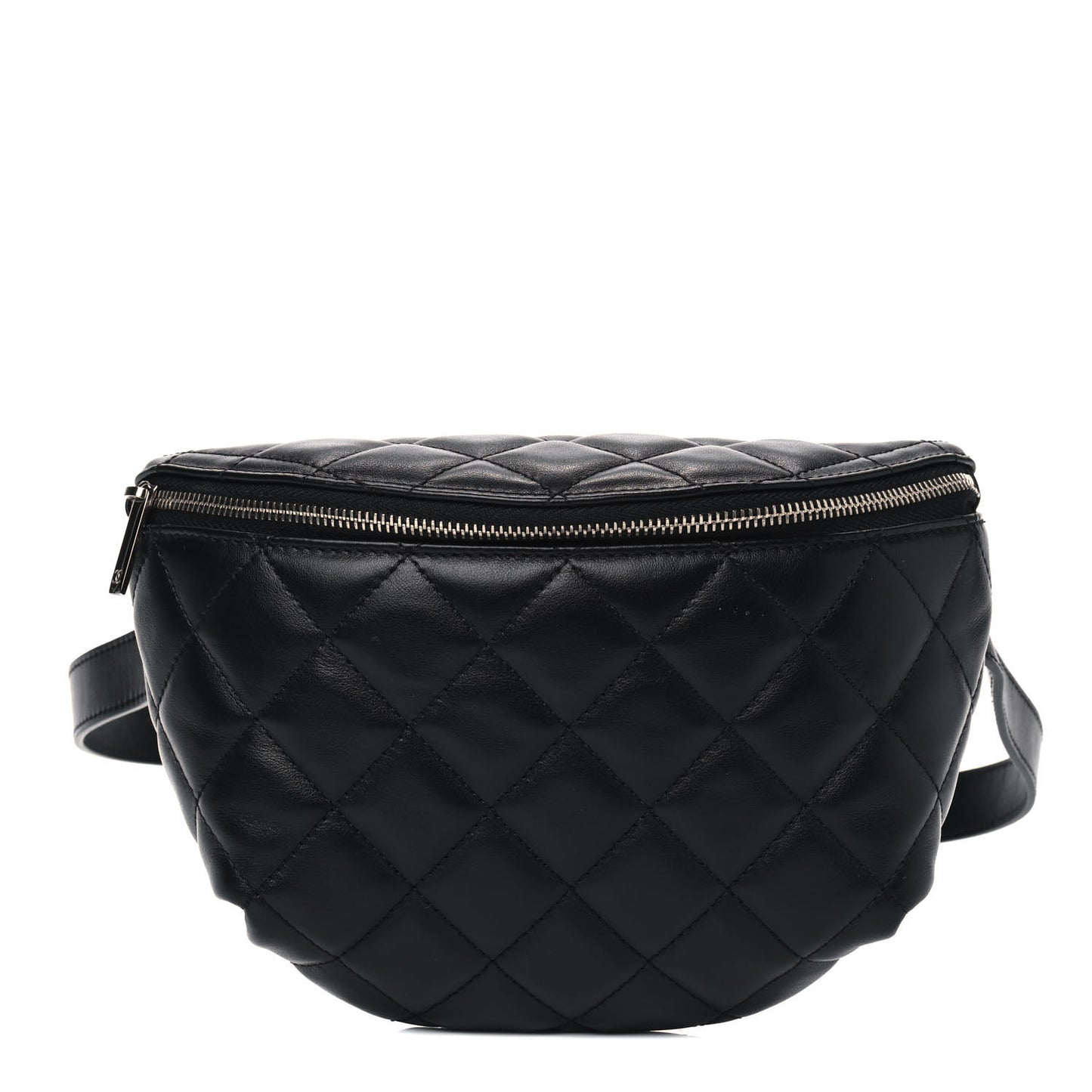 Calfskin Quilted Waist Belt Bag Black