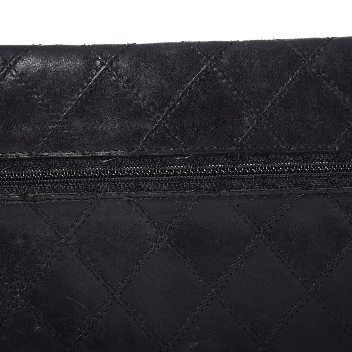 Lambskin Diamond Stitched Envelope Long Flap Wallet Black