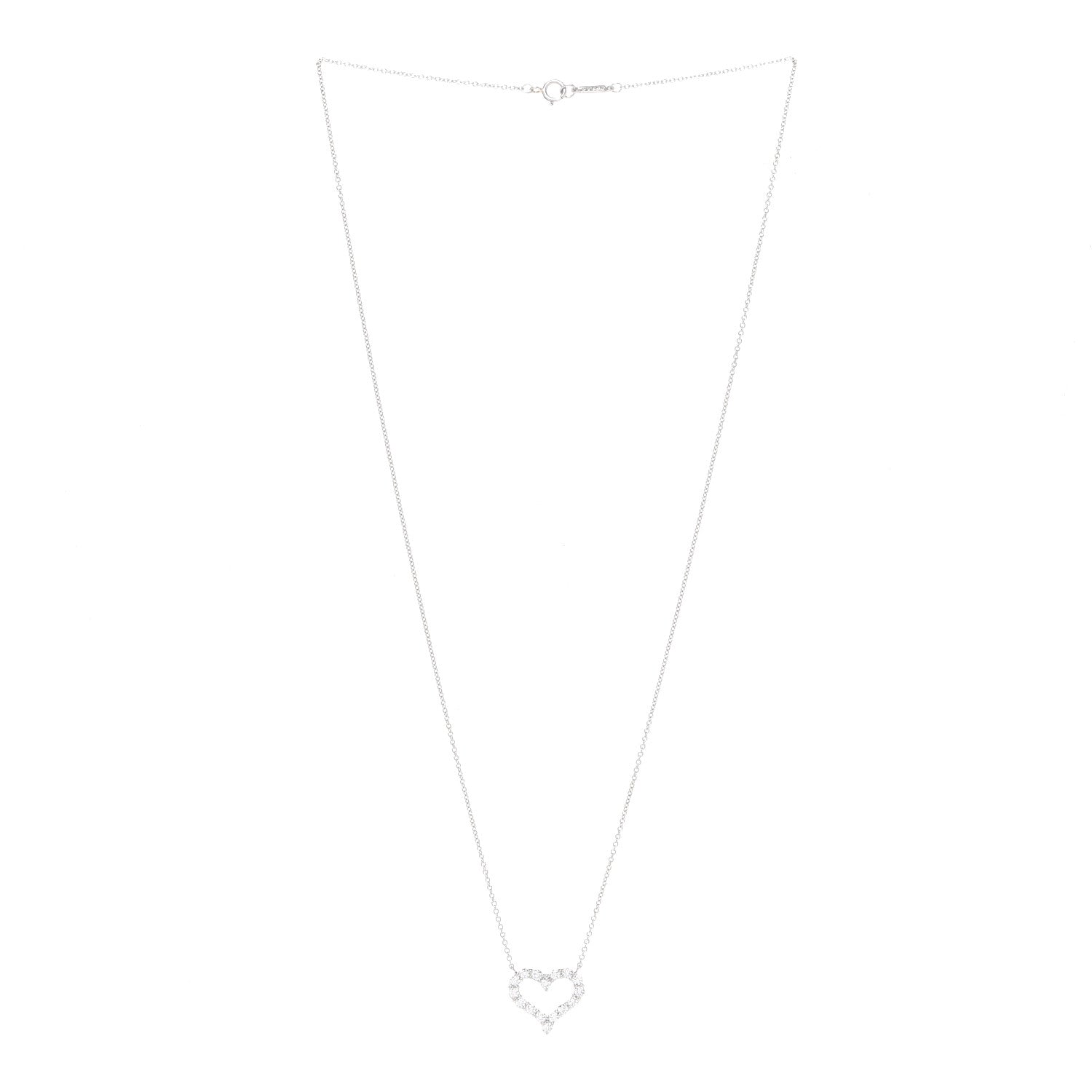 Tiffany Platinum Diamond Small Heart Pendant Necklace 3 of 6