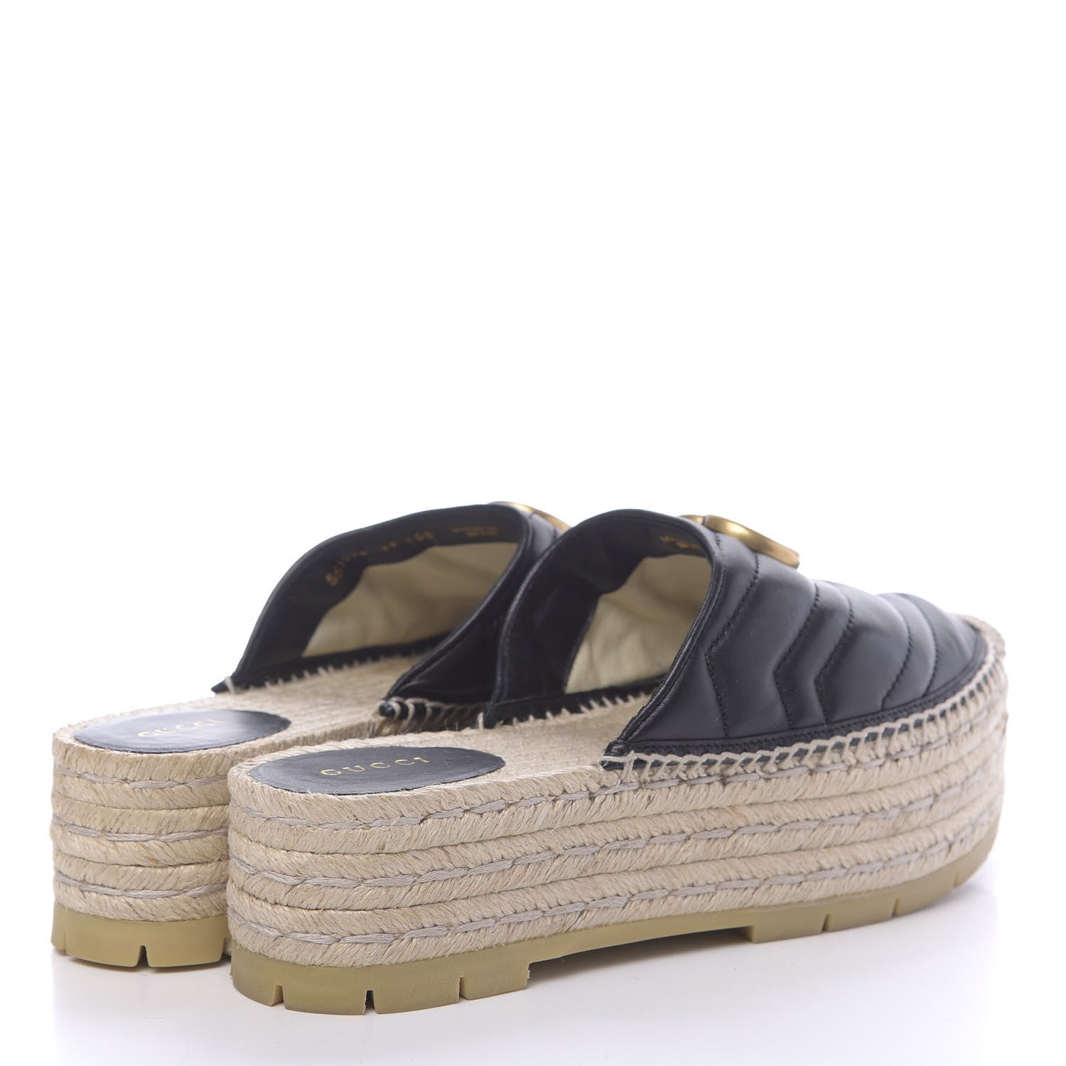 Gucci Nappa Matelasse GG Marmont Platform Espadrille Slippers 38 Black 4 of 9