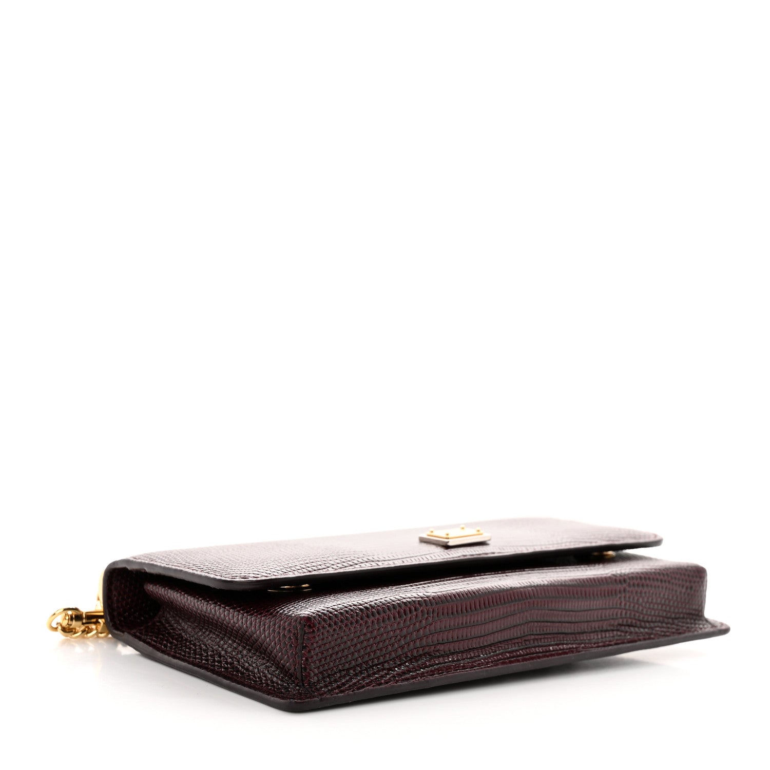 Dolce & Gabbana Iguana Calfskin Embossed Mini Miss Sicily Chain Wallet Burgundy 4 of 11