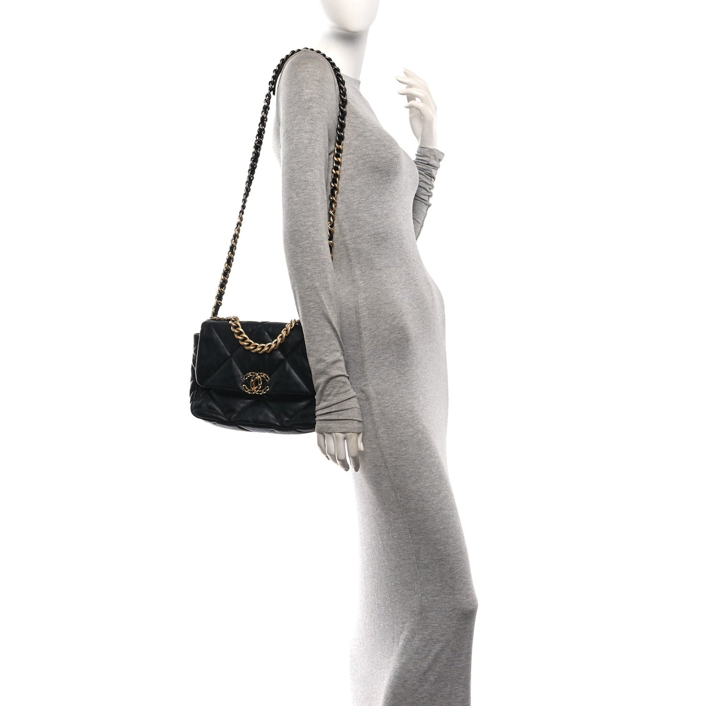 Lambskin Quilted Medium Chanel 19 Flap Black
