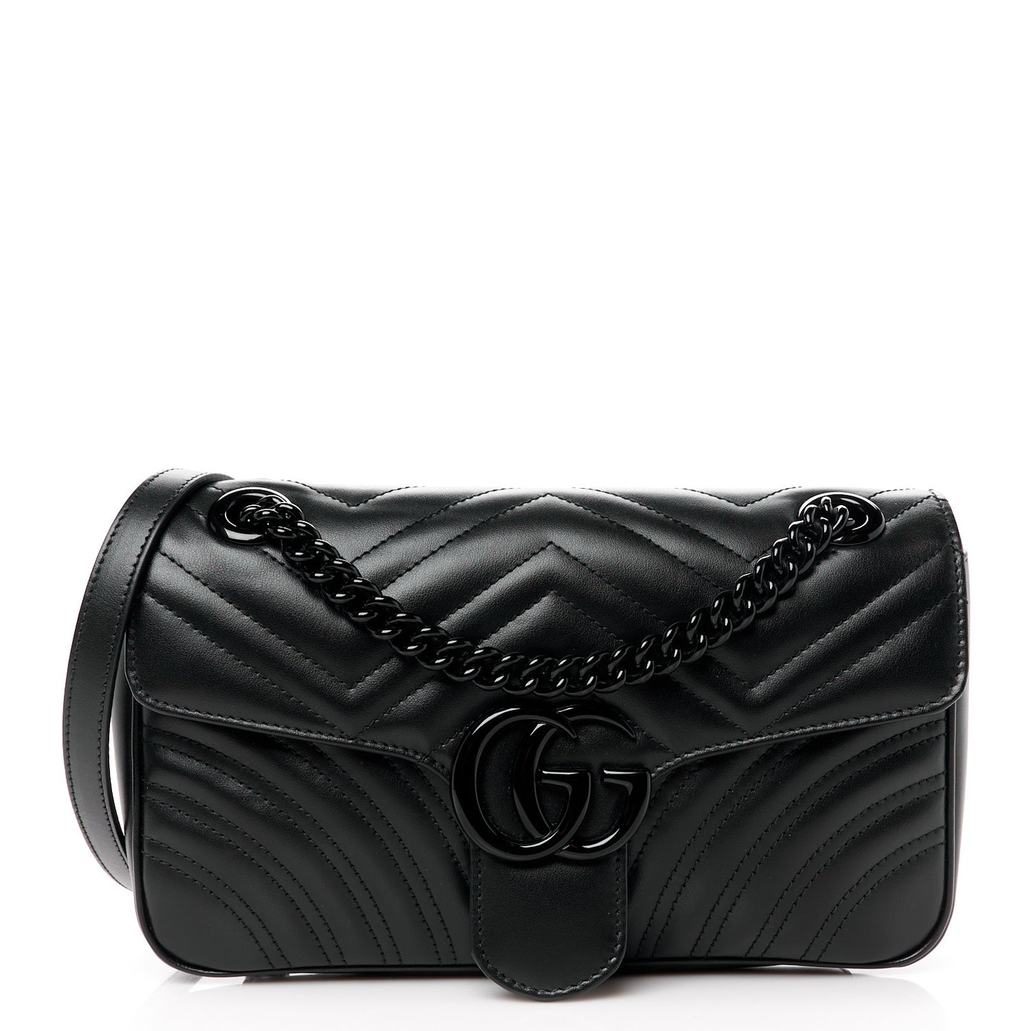 Calfskin Matelasse Monochrome Small GG Marmont Shoulder Bag Black