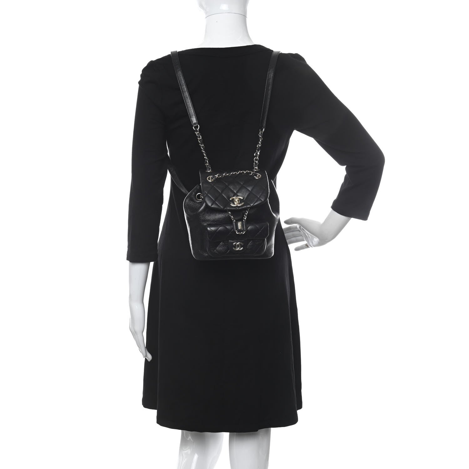 Chanel Glazed Aged Calfskin Quilted Small Duma Drawstring Backpack Black 2 of 10
