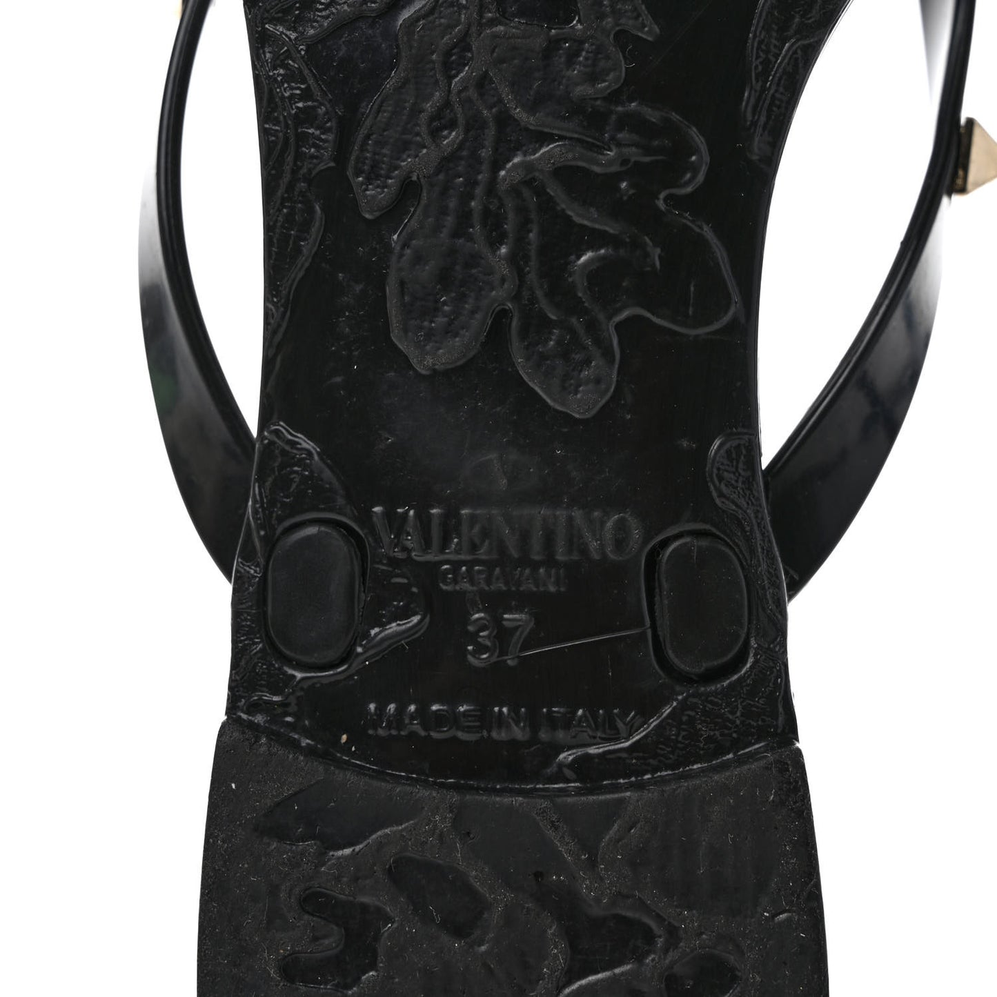 PVC Jelly Rockstud Bow Thong Sandals 37 Black