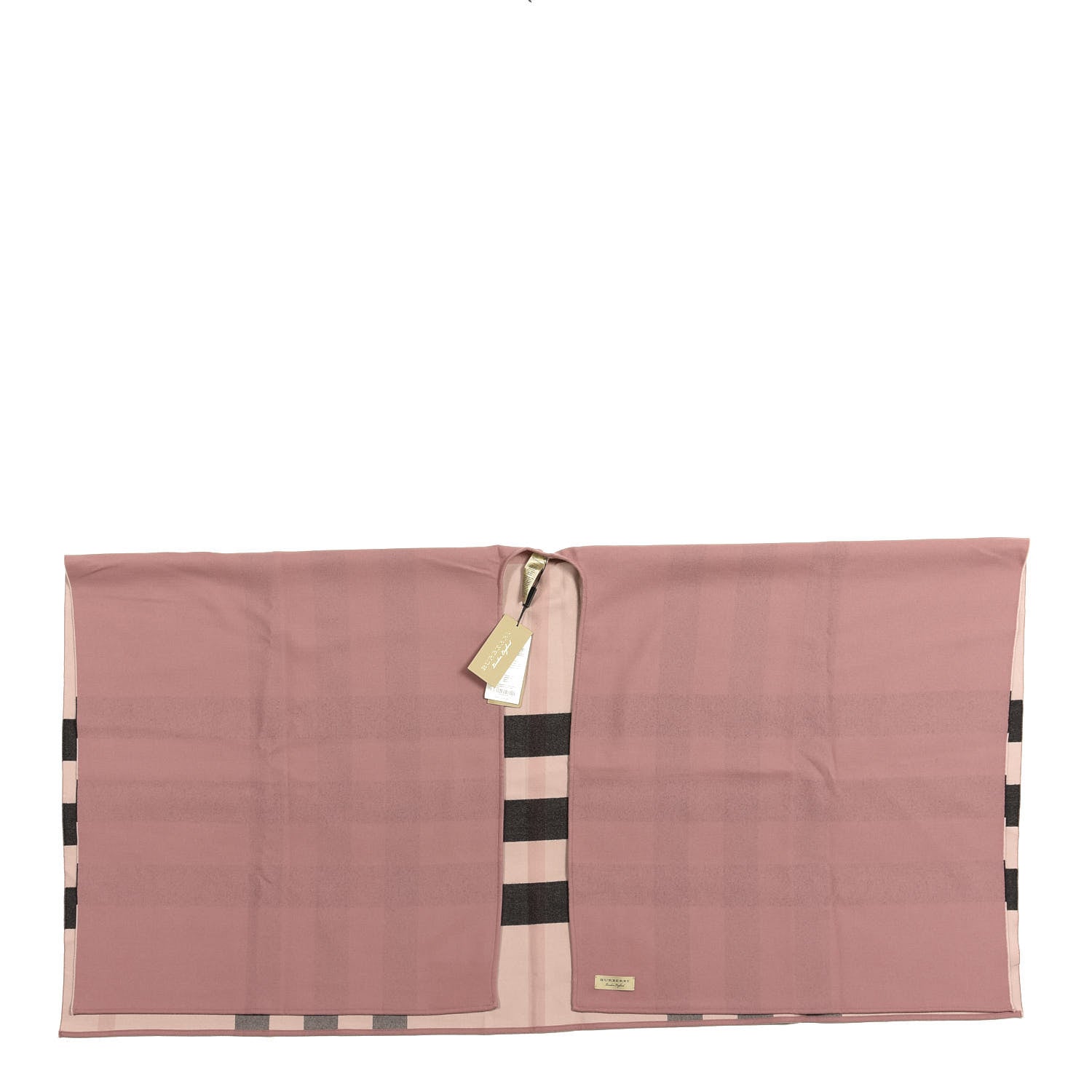 Burberry Wool Solid To Check Charlotte Cape Scarf Pink 1 of 3