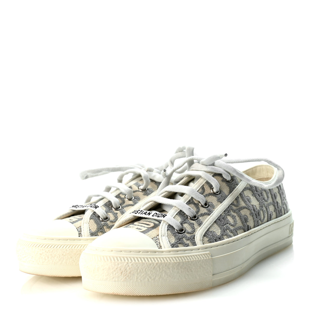 Christian Dior Canvas Oblique Walk'N'Dior Low Top Sneakers 37 Grey Stone 4 of 9