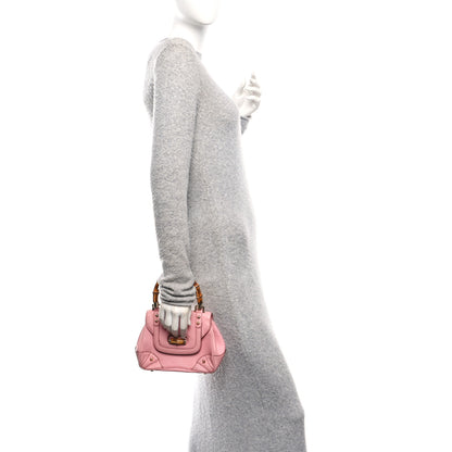 Gucci Calfskin Bamboo Top Handle Bag Pink 2 of 10