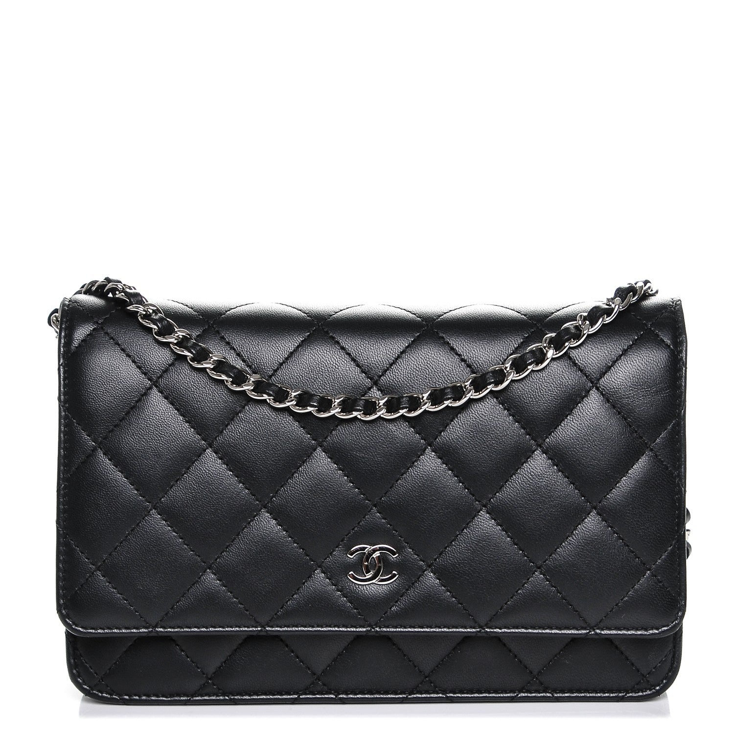 Chanel Lambskin Quilted Wallet On Chain WOC Black 1 of 8