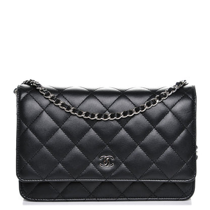 Chanel Lambskin Quilted Wallet On Chain WOC Black 1 of 8
