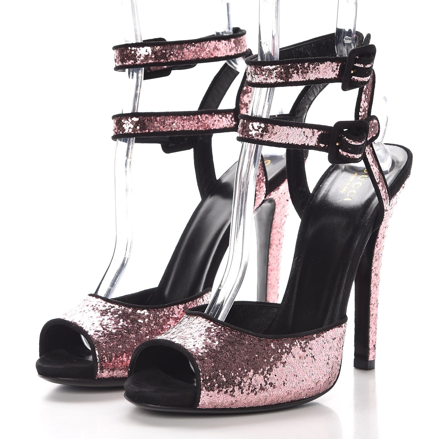 Gucci Glitter Suede Galactica Super Kid Platform Sandals 39 Soft Pink 3 of 7