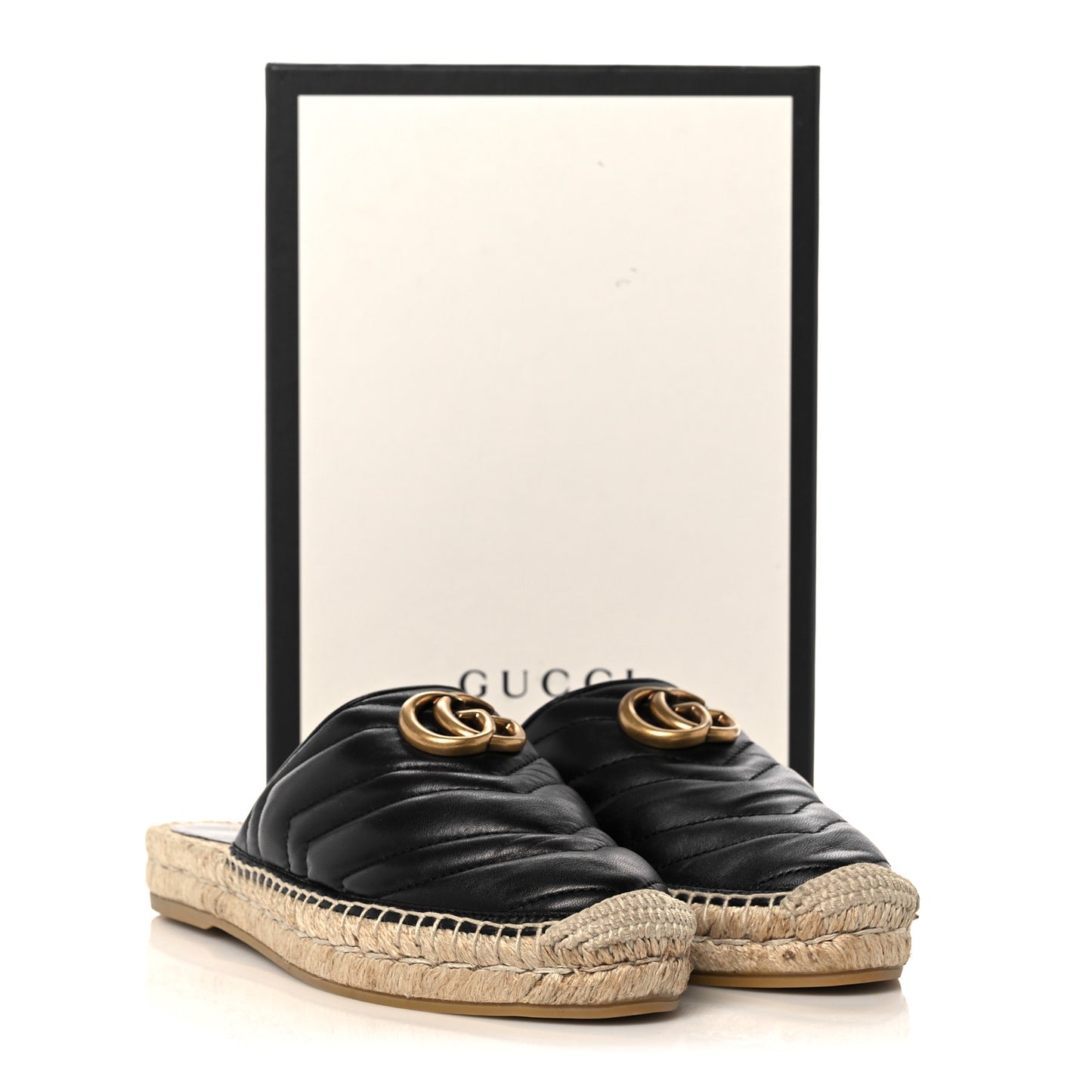Nappa Matelasse GG Marmont Espadrille Slippers 38 Black