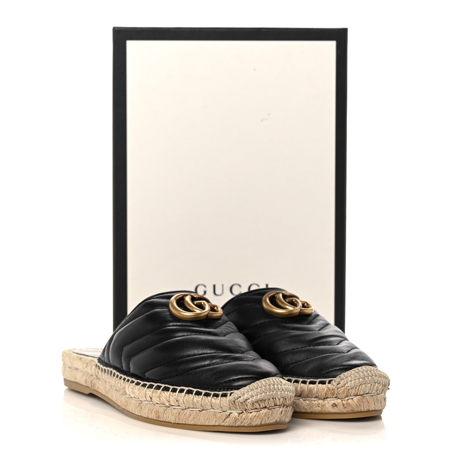 Gucci Nappa Matelasse GG Marmont Espadrille Slippers 38 Black 9 of 9