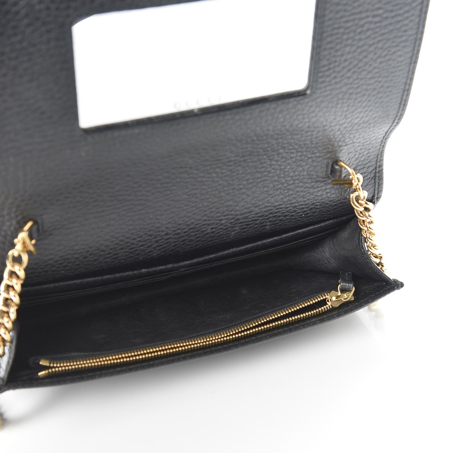 Gucci Calfskin Mini GG Marmont Chain Wallet Black 5 of 12