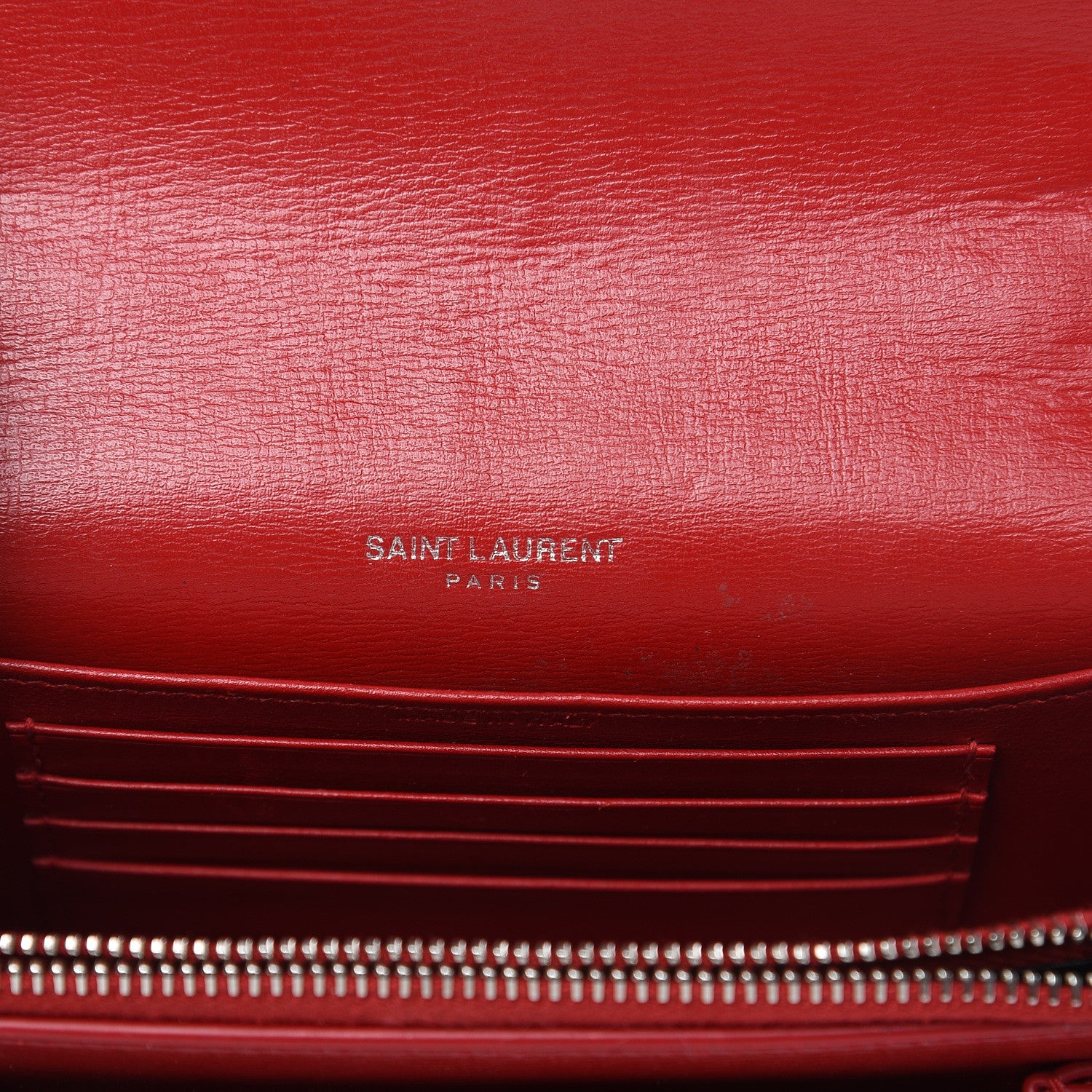 Saint Laurent Calfskin Monogram Sunset Chain Wallet Red 6 of 11