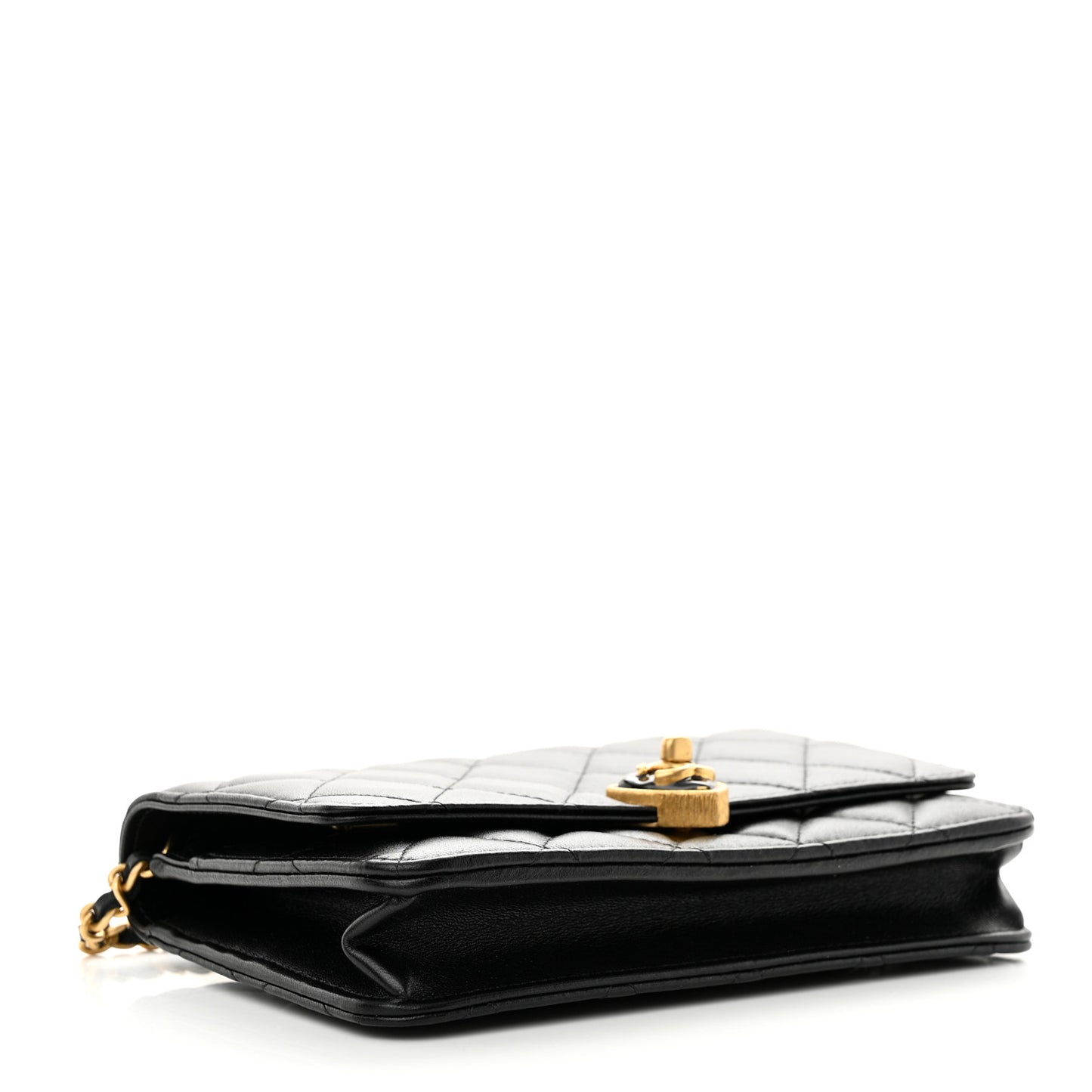 Lambskin Plexiglass Quilted Coco Love Wallet On Chain WOC Black