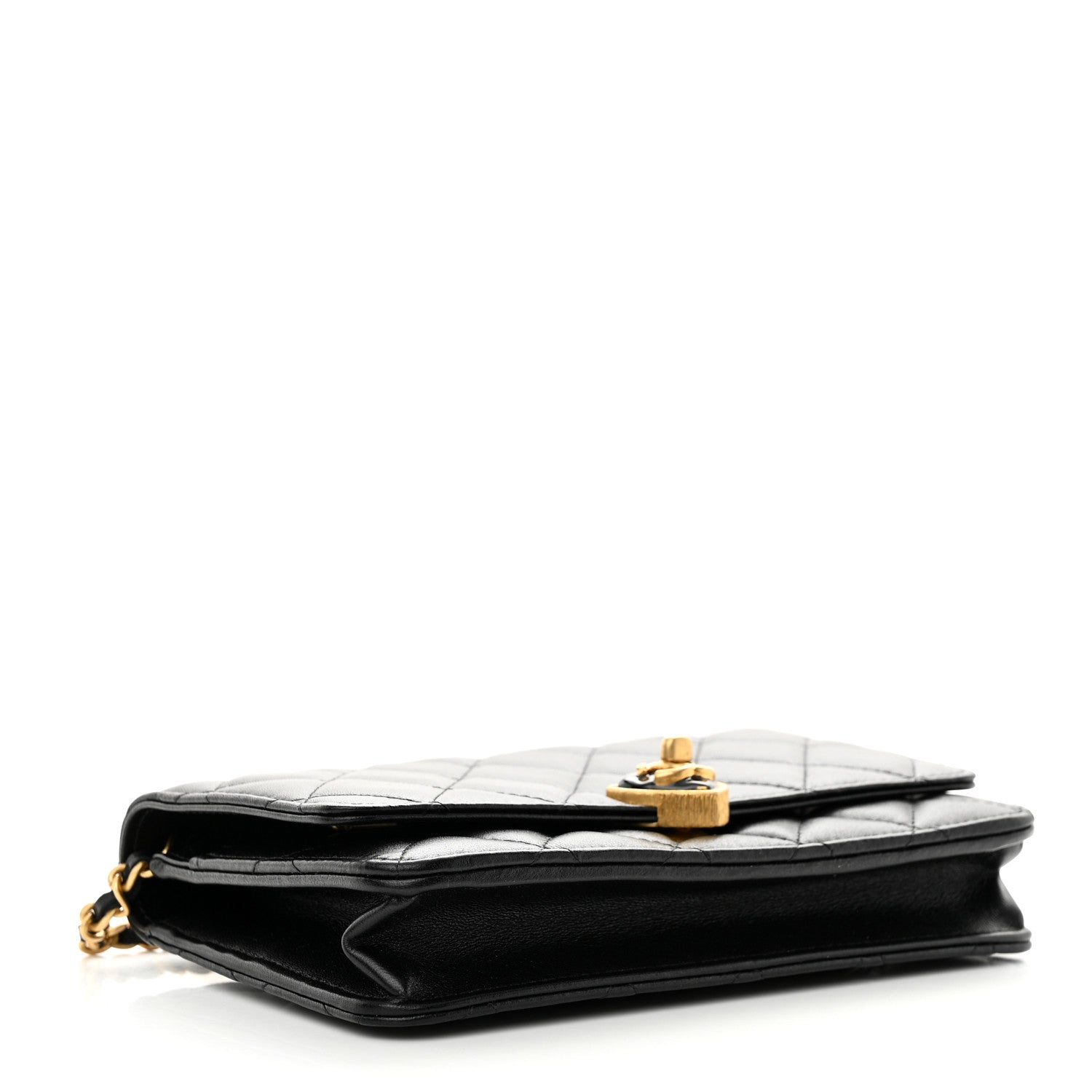 Chanel Lambskin Plexiglass Quilted Coco Love Wallet On Chain WOC Black 5 of 12