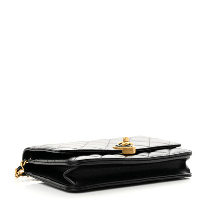 Chanel Lambskin Plexiglass Quilted Coco Love Wallet On Chain WOC Black 5 of 12