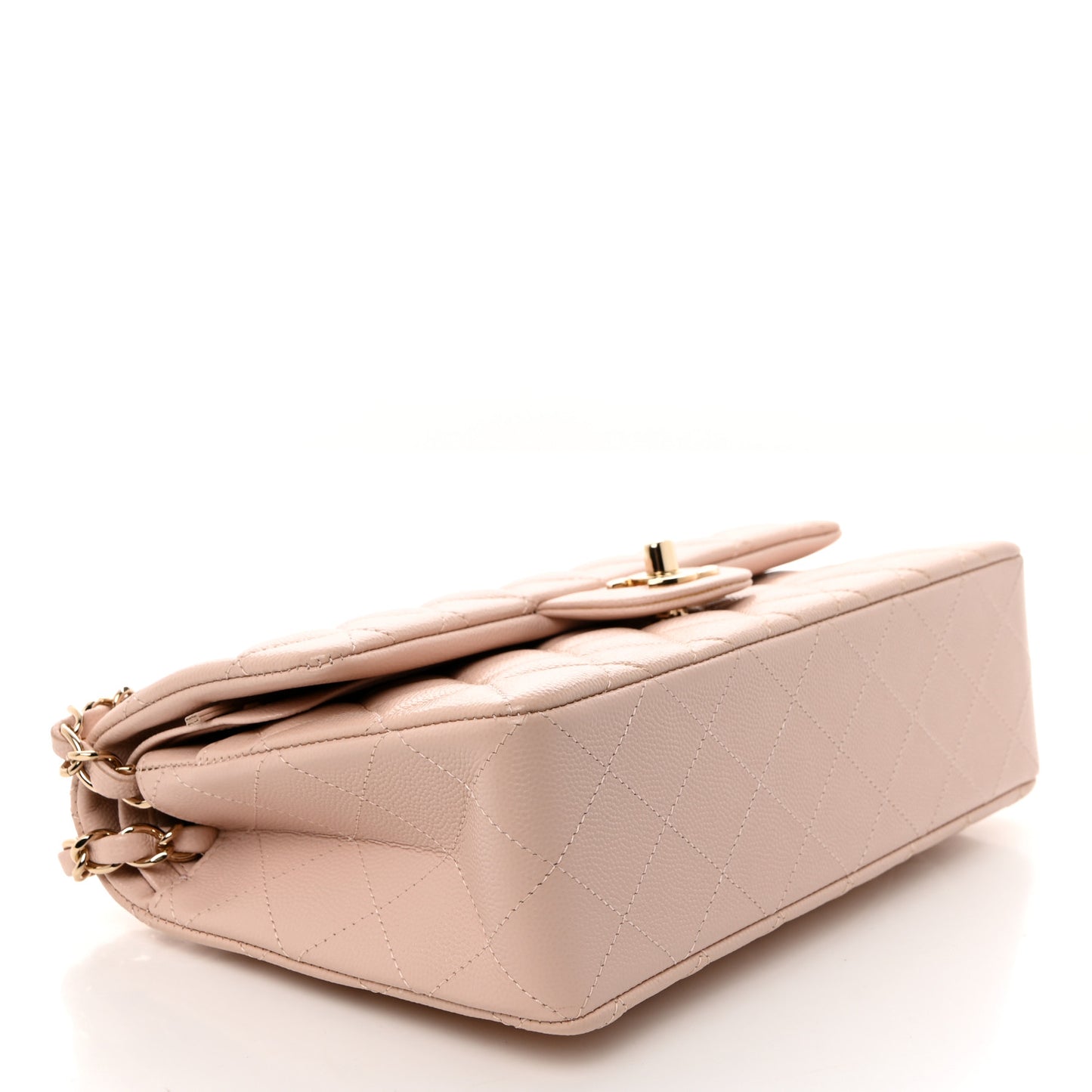 Caviar Quilted Small Double Flap Light Pink
