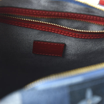 Louis Vuitton Denim Damier Monogram Patchwork Speedy Bandouliere 30 Blue Rouge 10 of 11