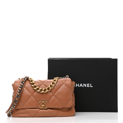 Chanel Lambskin Quilted Large Chanel 19 Flap Brown 11 of 11