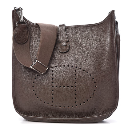 Hermes Taurillon Clemence Evelyne III PM Chocolate 1 of 11