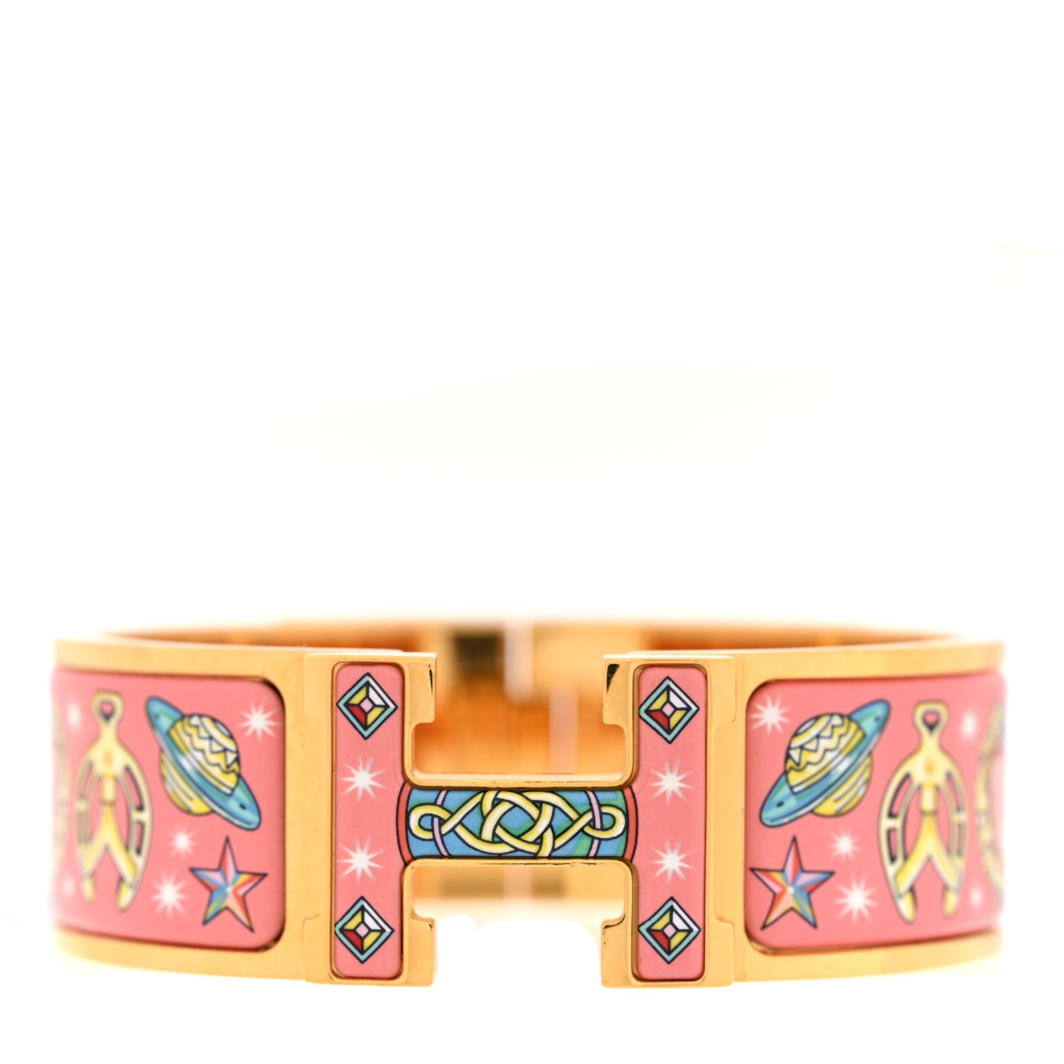 Hermes Enamel Printed Chorus Stellarum Wide Clic Clac H Bracelet PM Tropique 1 of 4