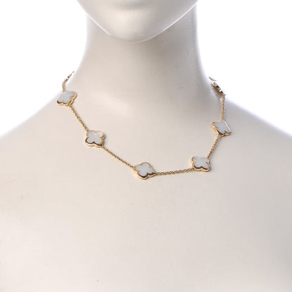 Van Cleef & Arpels 18K Yellow Gold Mother of Pearl 9 Motifs Pure Alhambra Pendant Necklace 2 of 7