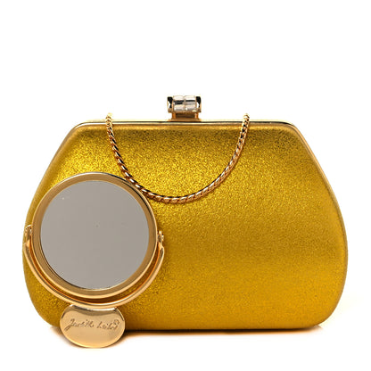 Judith Leiber Metallic Calfskin Swarovski Crystal Minaudiere Clutch Gold 1 of 7