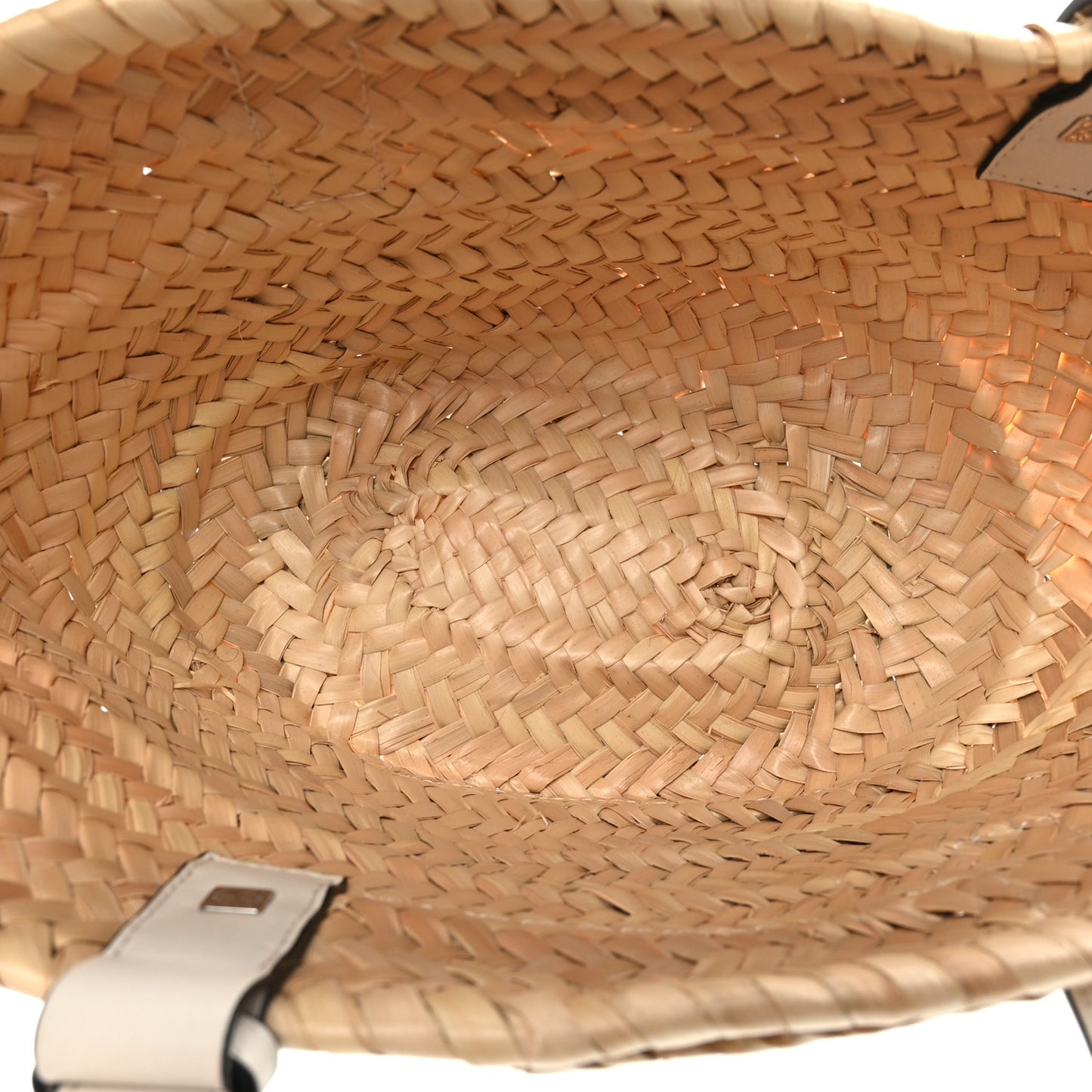 Raffia Small Basket Tote Bag Natural White