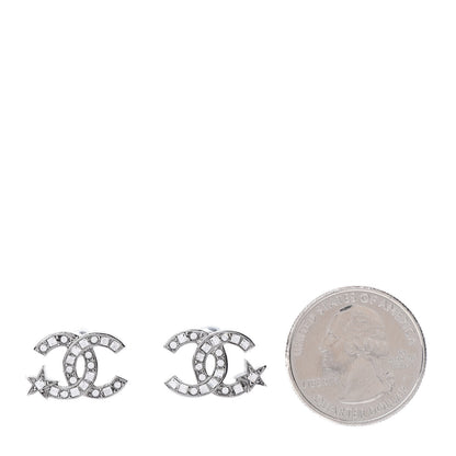 Chanel Crystal CC Starfall Earrings Silver 2 of 5