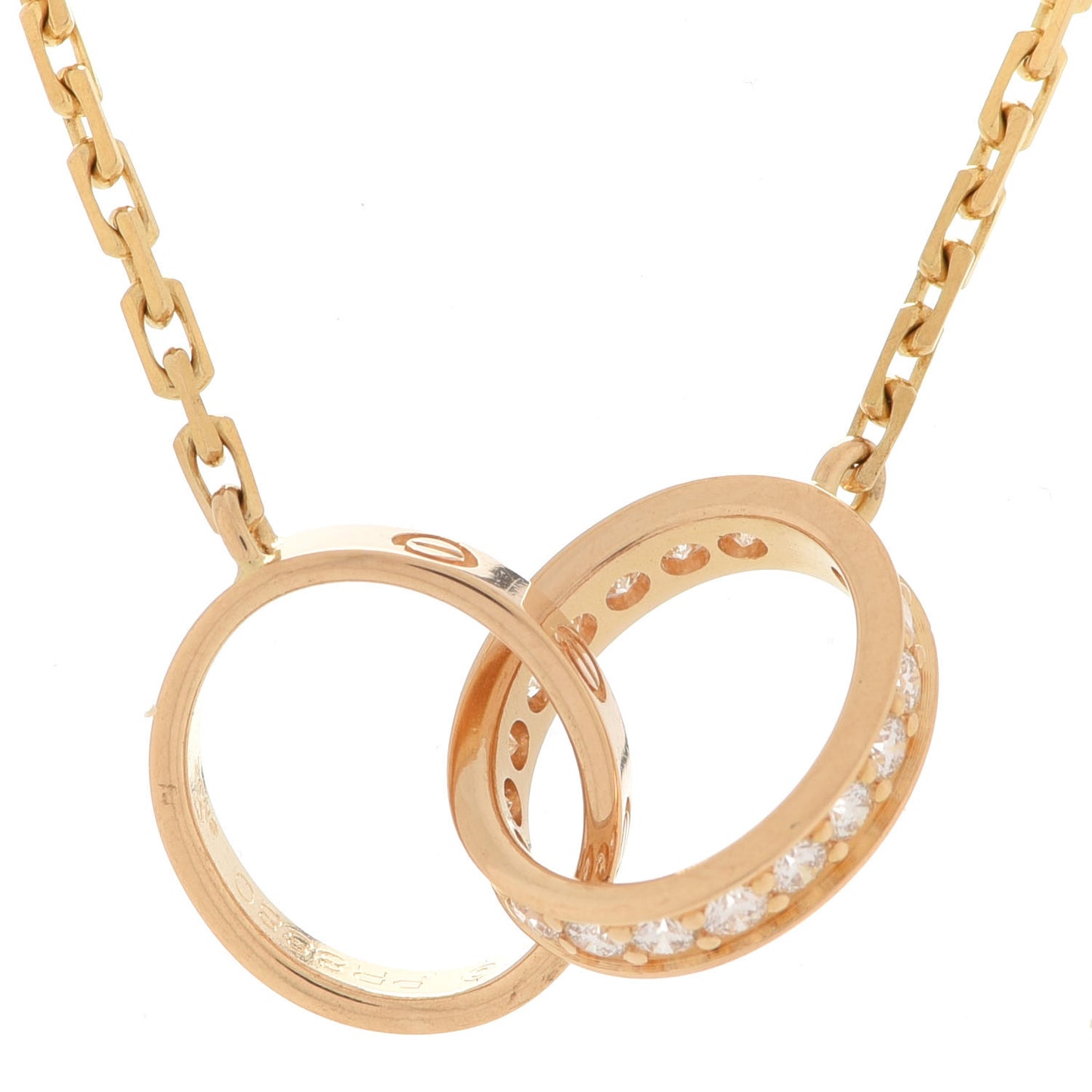 18K Yellow Gold Diamond Interlocking LOVE Necklace