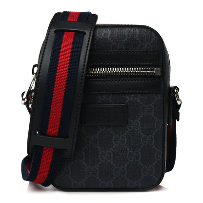 Gucci GG Supreme Monogram Appia Calfskin Web Small Camera Messenger Bag Black Grey 1 of 6