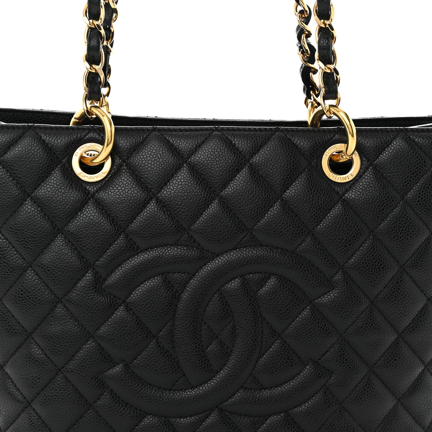 Caviar Quilted Grand Shopping Tote GST Black