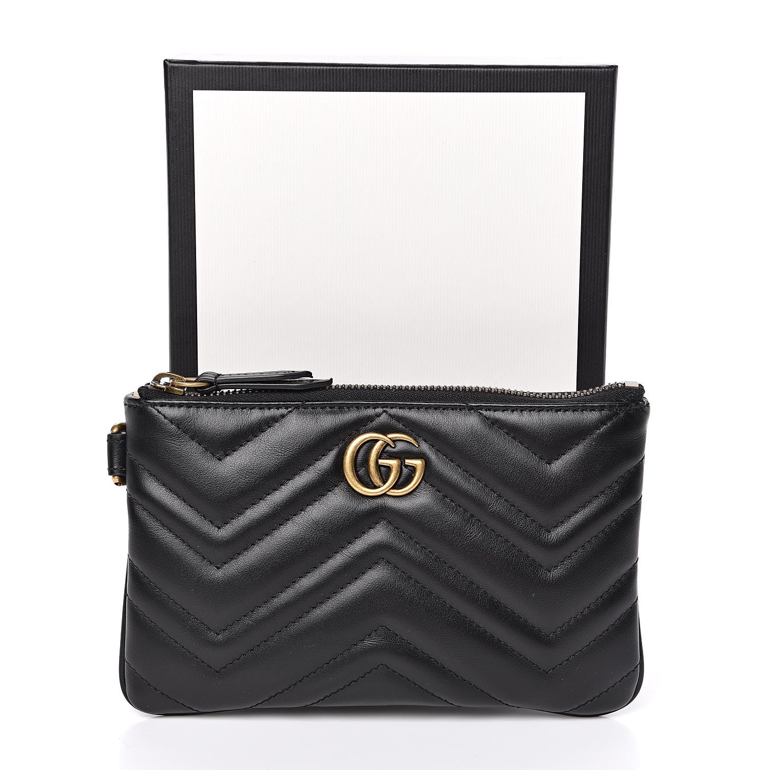 Gucci Calfskin Matelasse GG Marmont Wrist Wallet Black 8 of 8