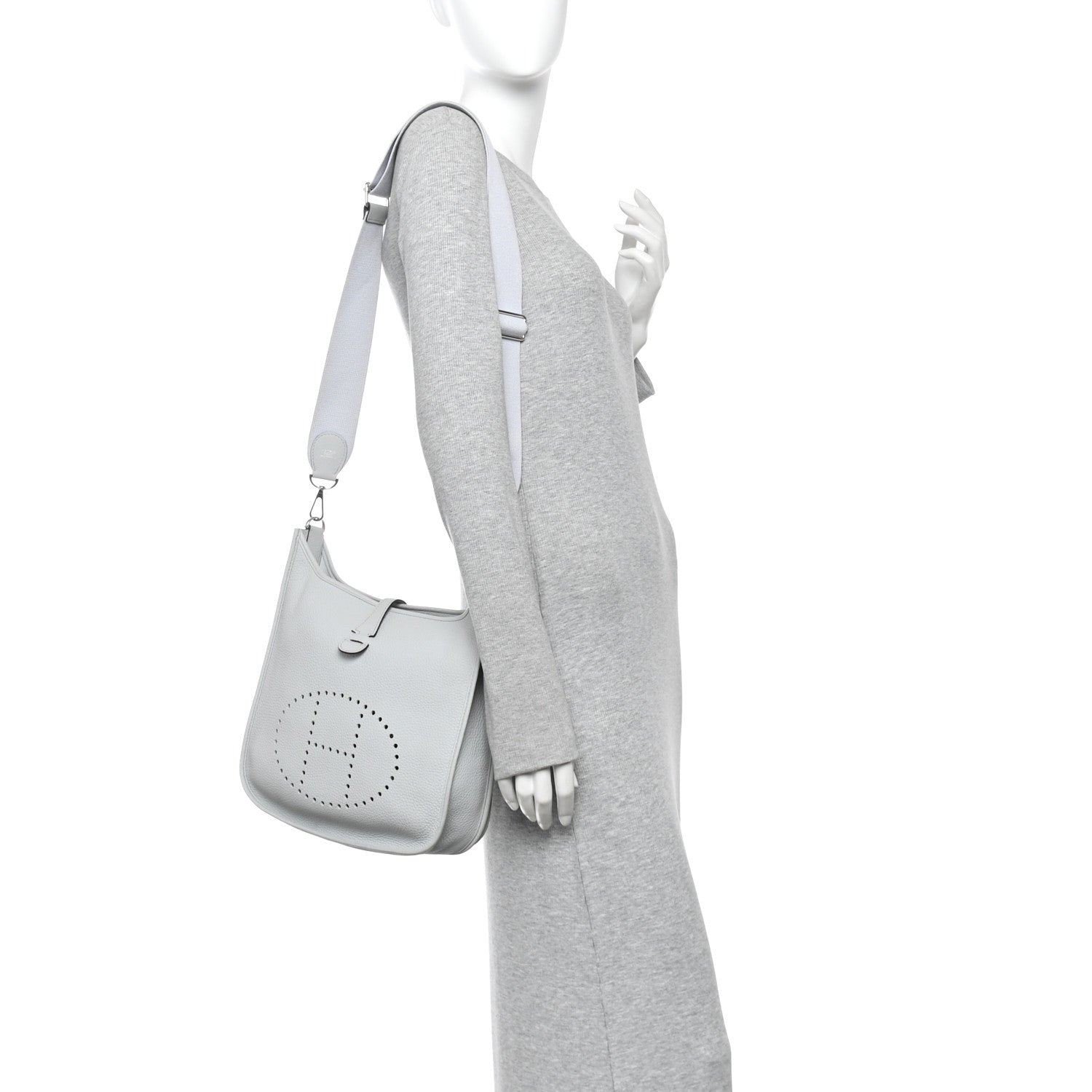 Hermes Taurillon Clemence Evelyne III PM Bleu Pale 2 of 10