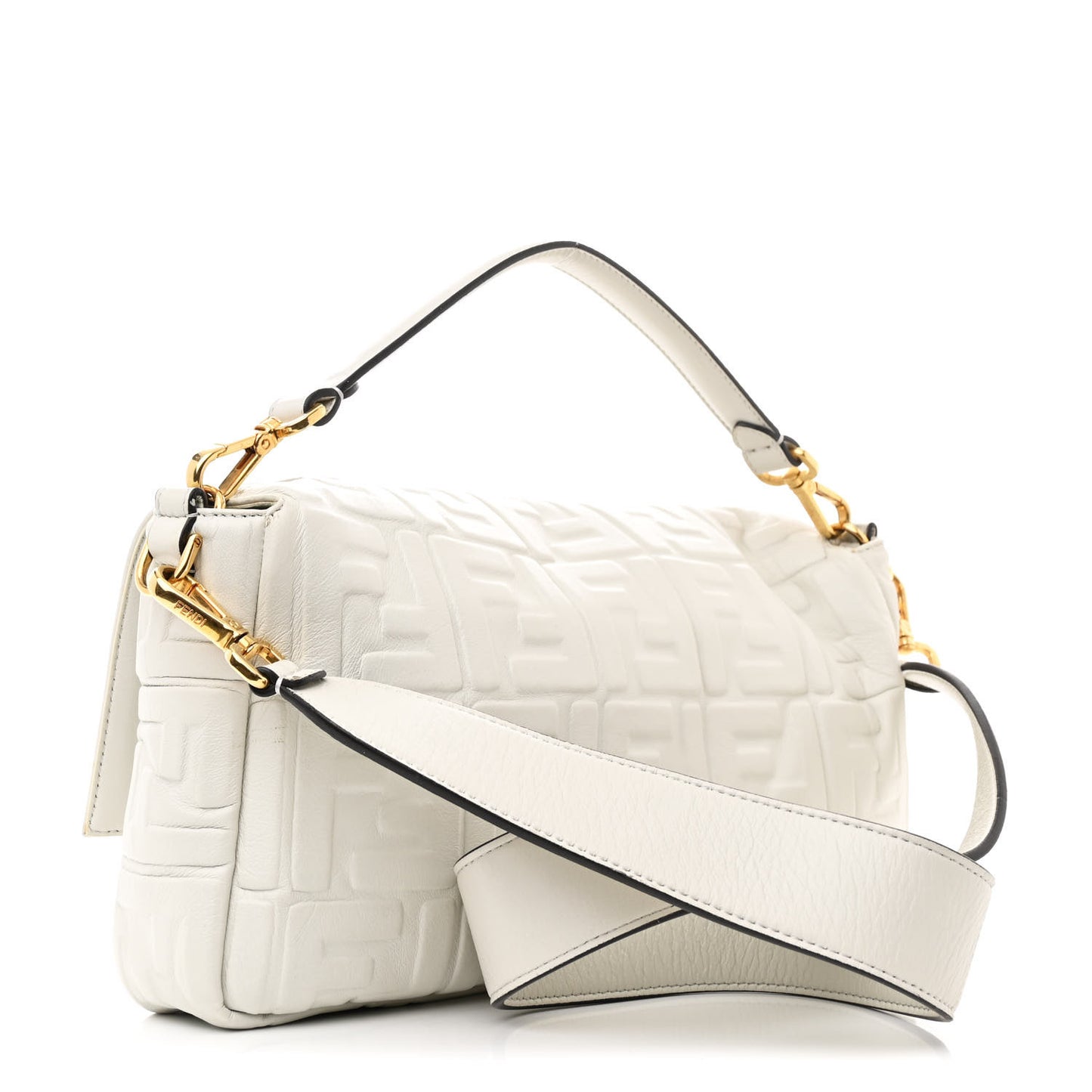 Nappa FF 1974 Embossed Large Baguette White
