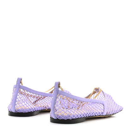 Bottega Veneta Mesh Calfskin Chain Stretch Ballerina Flats 37 Amethyst 5 of 9